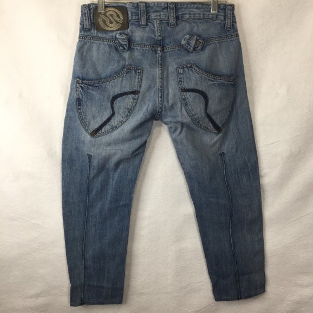 RARE Tex Rag Restyle Recycle Jeans Capri Distress - Picture 9 of 12